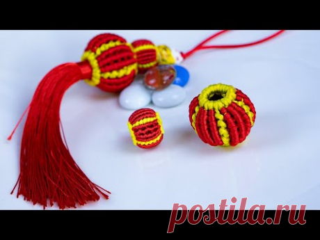 Macrame keychain tutorial - 🏮Chinese traditional Red lantern🏮 - Thắt dây làm đèn lồng - YouTube