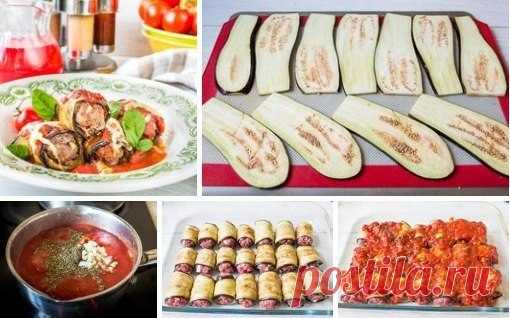 Рулетики из баклажанов с мясом