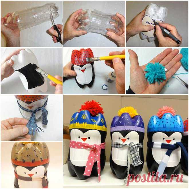 How to DIY Cute Penguin from Plastic Bottle | www.FabArtDIY.com