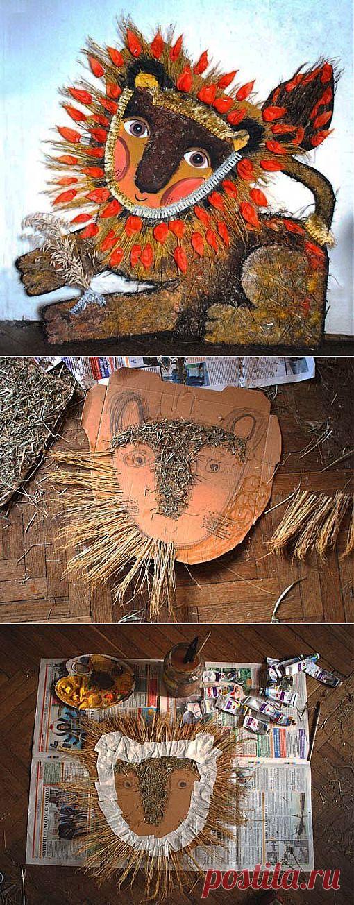 akasi: Осенний Лев.
Марусе в задали сделать поделку из природных материалов для школьной выставки.
Поэтому в субботу мы делали Льва Аслана.
Лев у нас вышел такой.