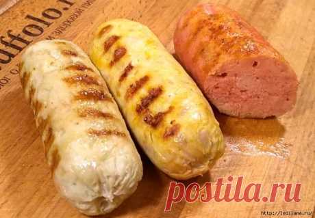 Очень вкусные и сочные домашние куриные сосиски