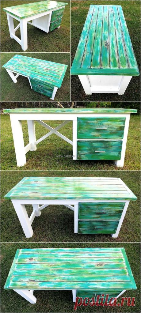Pallets Made Aurora Borealis Themed Desk | Pallet Ideas