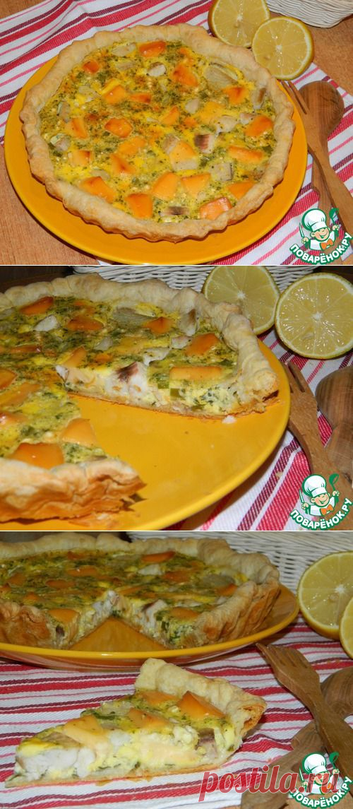 Рыбный пирог с плавленным сыром - кулинарный рецепт
