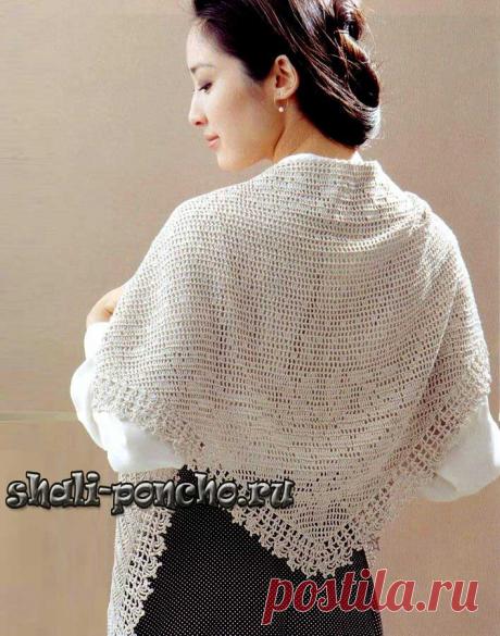 Филейная шаль с розами