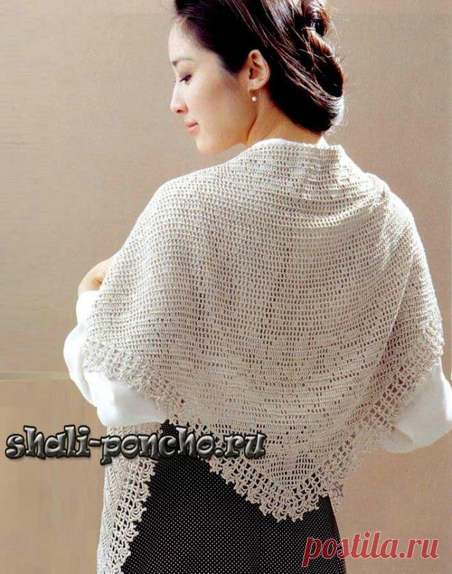 Филейная шаль с розами