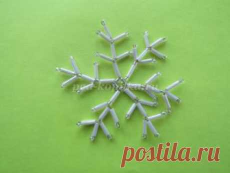 Снежинка из бисера и стекляруса — Сделай сам, идеи для творчества - DIY Ideas