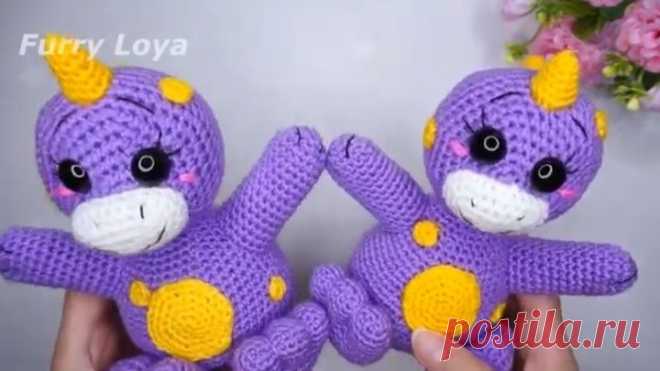 Как вязать милого Дракона крючком. Ручной 💛Динозавр амигуруми💜.mp4