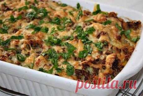 Картофельная запеканка с фаршем и грибами | Домашняя кулинария