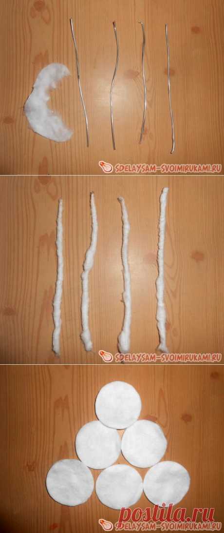 Розы из ватных дисков