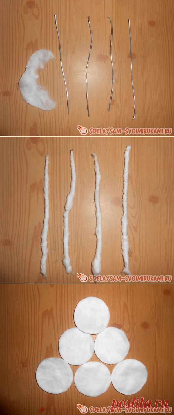 Розы из ватных дисков