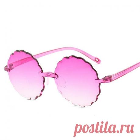 Безоправные детские очки от солнца с линзой антирефлекс круглые розовые градиент за 185 грн. | Шафа