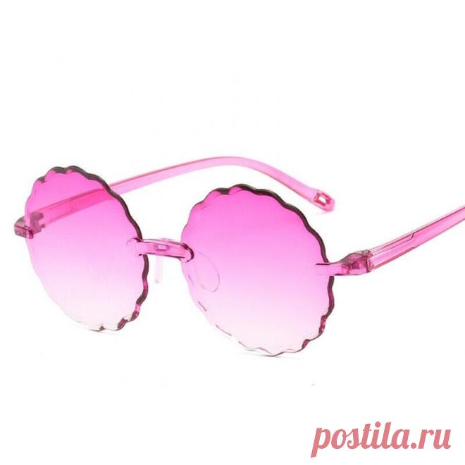 Безоправные детские очки от солнца с линзой антирефлекс круглые розовые градиент за 185 грн. | Шафа