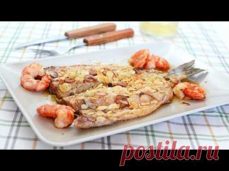 Baked Sea Bass with Prawns & Almonds - Easy Oven-Roasted Sea Bass Recipe Learn how to make baked sea bass with garlic, prawns and almonds. This roasted fish recipe is quick and easy to make, looks great and tastes fantastic!

▼ INGREDIENTS LIST:

- (ingredients for 2 persons) -

- 2 sea bass, gutted and cleaned
- 2 cloves of g