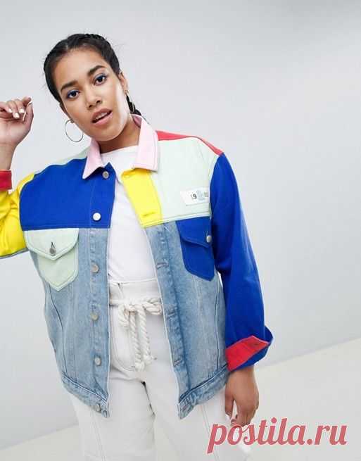 ASOS DESIGN x glaad& Curve denim jacket in color block | ASOS
