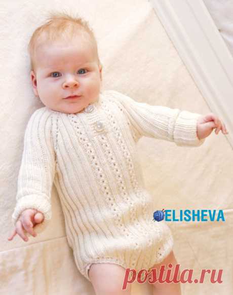 Королевское боди для малыша с регланом от Drops Design, вязаное спицами | Блог elisheva.ru