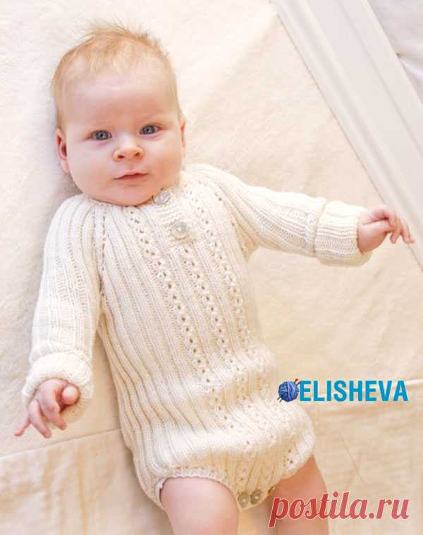 Королевское боди для малыша с регланом от Drops Design, вязаное спицами | Блог elisheva.ru