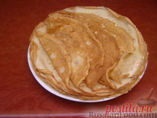 Рецепт: Тонкие блинчики на RussianFood.com