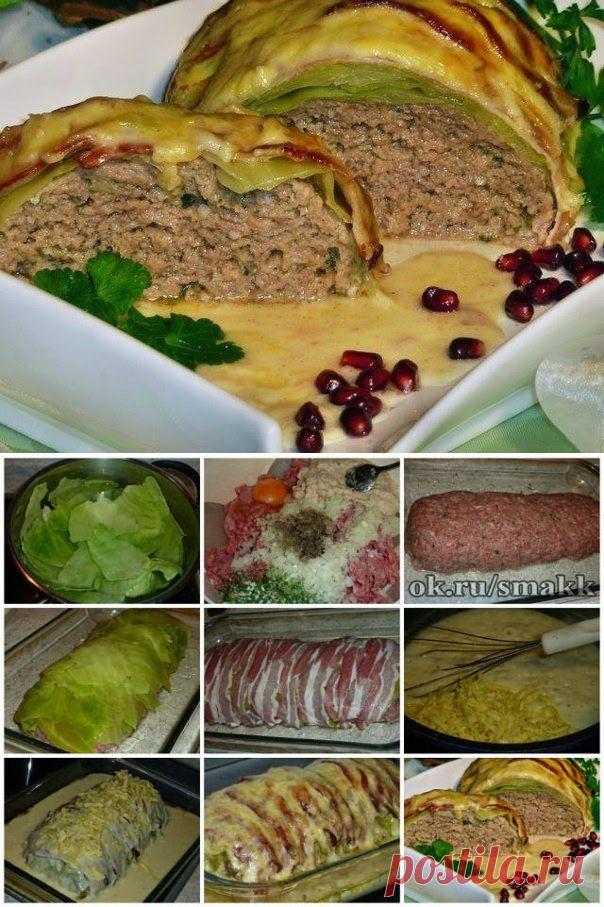 Лучшие кулинарные рецепты: Мясной рулет «Голубец» в сливочном соусе