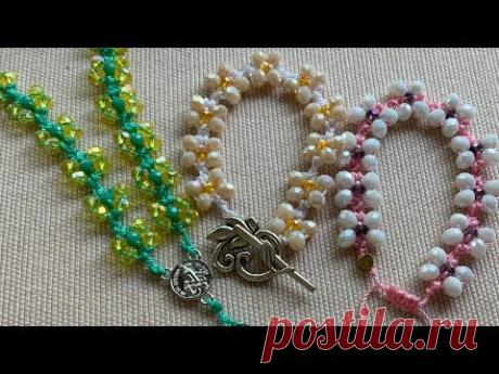 **DECENARIOS Y ROSARIO CON FLORES DE CRISTAL EN CROCHET!!!!!