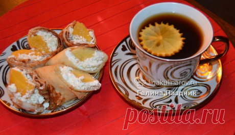 Блинчики крахмальные с начинкой, рецепт пошаговый от Лиги Кулинаров. Рецепт блинчиков крахмальных с начинкой с