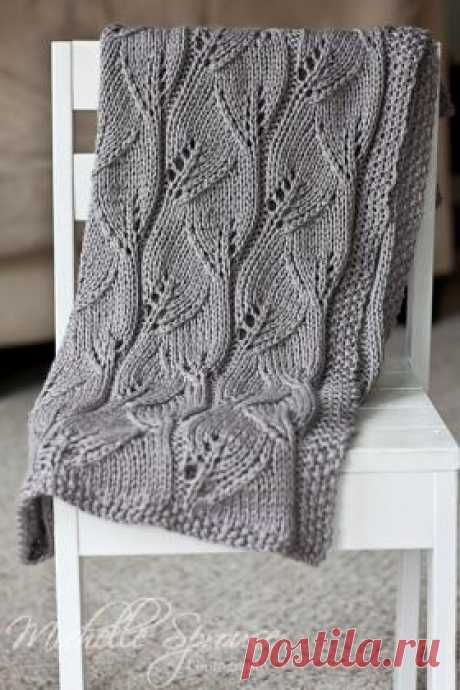 Плед с узором &quot;листья&quot;. Спицами. / knitweek.ru