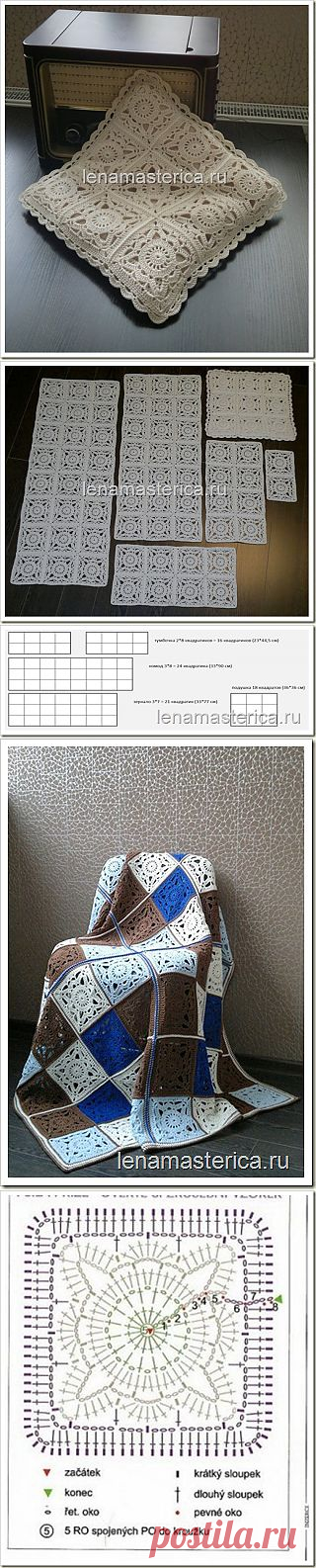 Квадратный мотив “Кружевной”. Схема, описание