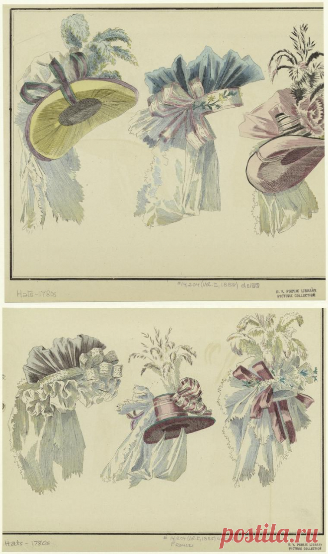 Интересное и забытое - быт и курьезы прошлых эпох. - Шляпки 18-19,начала 20 века, в старой рекламе и журналах