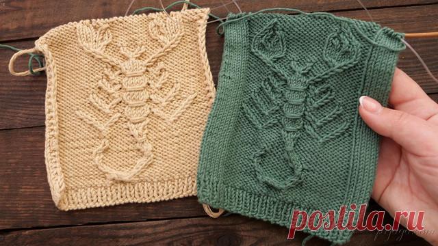 Узор Скорпион спицами...