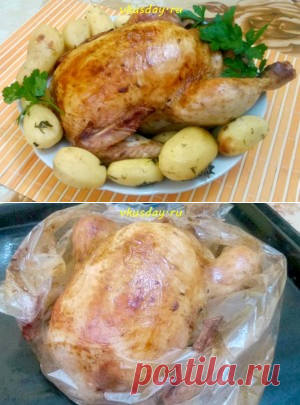 Курица в духовке с яблоками