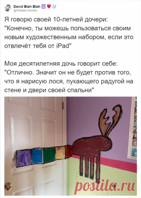 Отец разрешил дочке поиграть с красками, чтобы отвлечь ее от IPad и вот, что из этого вышло (7 фото) . Тут забавно !!!