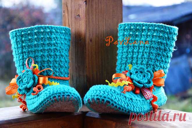 Сапожки домашние "Осенний изумруд" цена 1500 руб