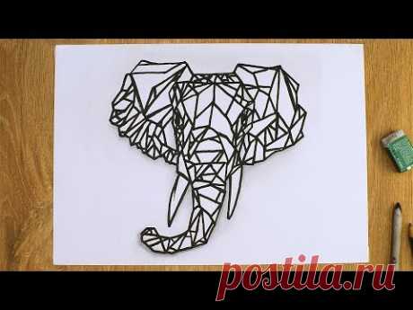 Как нарисовать слона Рисунок из геометрических фигур How to draw an elephant