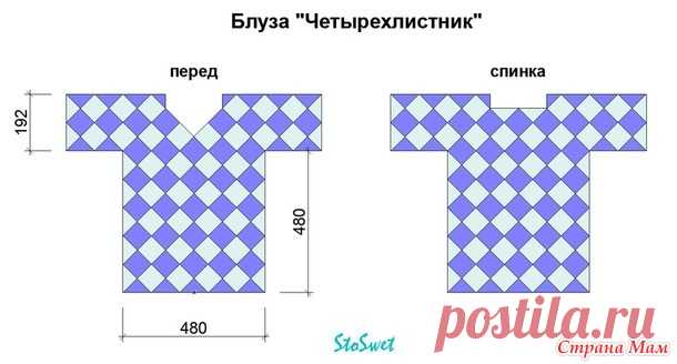 Блуза из квадратных мотивов крючком - Вязание - Страна Мам