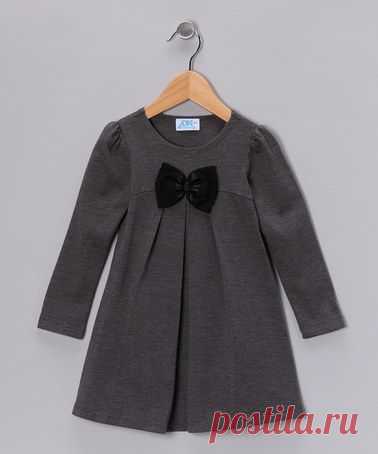 (2) Gray Bow Dress - Infant, Toddler & Girls