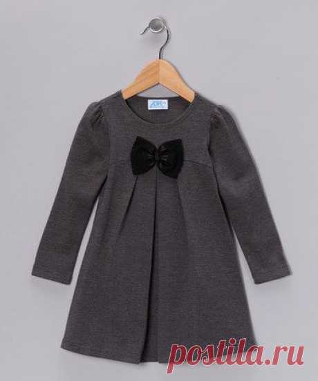 (2) Gray Bow Dress - Infant, Toddler & Girls