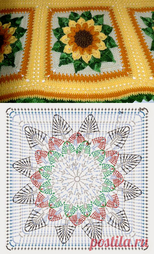 Квадратный мотив "Подсолнух". Схема
