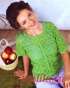 Кофточка из мотивов на лето | Вязание спицами, крючком, уроки вязания