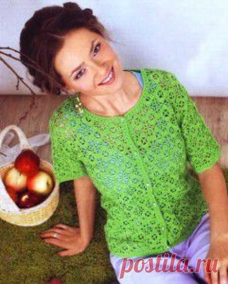 Кофточка из мотивов на лето | Вязание спицами, крючком, уроки вязания