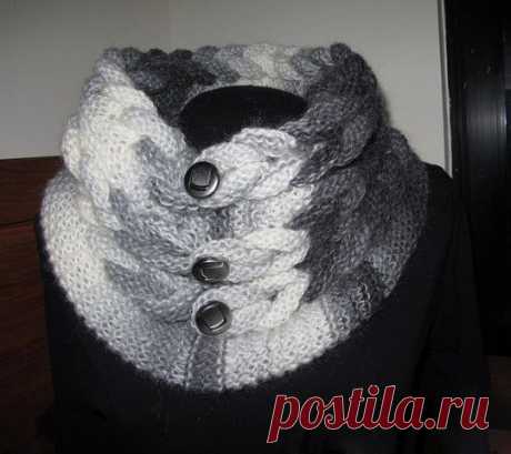 Оригинальный шарф-воротник спицами — DIYIdeas