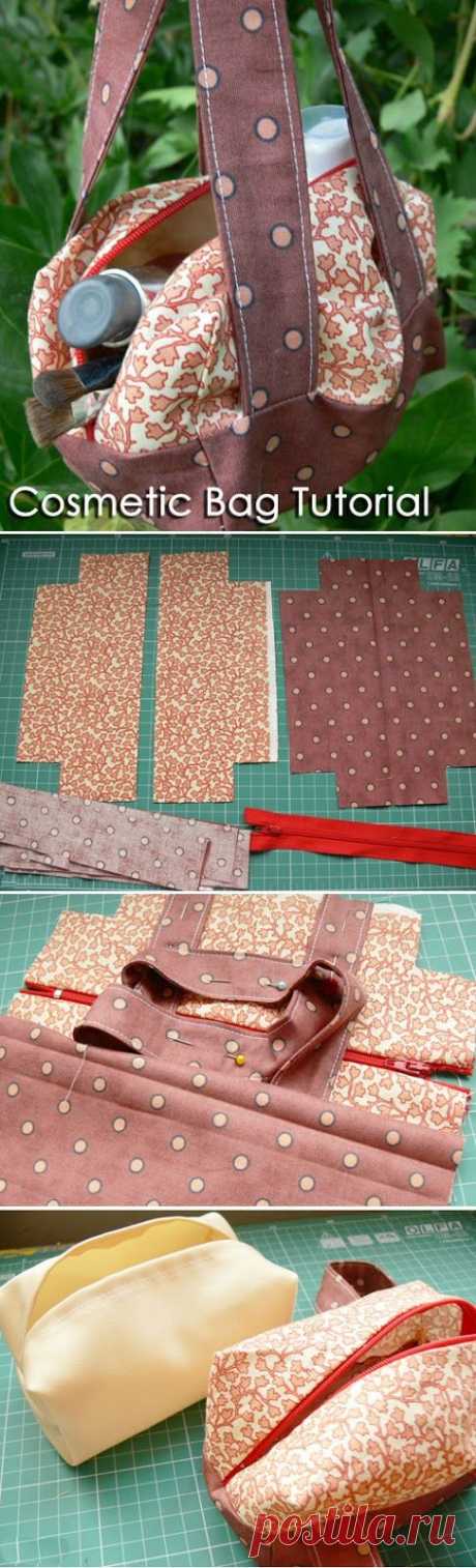 Cosmetic bag sewing pattern, makeup bag pattern. DIY Tutorial - Сумочка на молнии  https://www.handmadiya.com/2015/09/handbag-zipper-cosmetic-bag.html