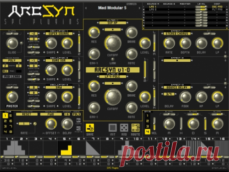 SPC Plugins ArcSyn v1.4 Win WiN and OSX  | WiN 5.18 MB | OSX 5.14 MB
ArcSyn is a 16-voice polyphonic virtual analogue synthesizer plug-in with many unusual features:
No samples—all oscillator waveforms are generated from scratch.
Many unique waveforms including Sub-harmonics, Bit-Noise and FM Crossfade.