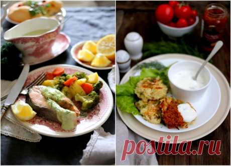 Рыба с овощами и соусом из молодого кабачка. Капустные котлеты. - Lapundrik