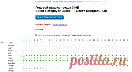 Годовое расписание движения поездов 049Б Витебский вокзал — Брест-Центральный