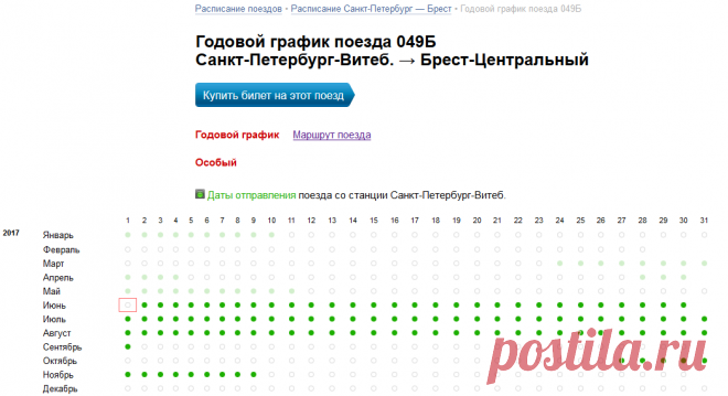 Годовое расписание движения поездов 049Б Витебский вокзал — Брест-Центральный
