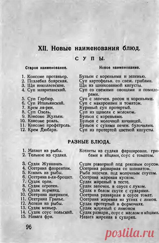 Замена буржуазных названий блюд пролетарскими 1928 год | Ксеня | Яндекс Дзен