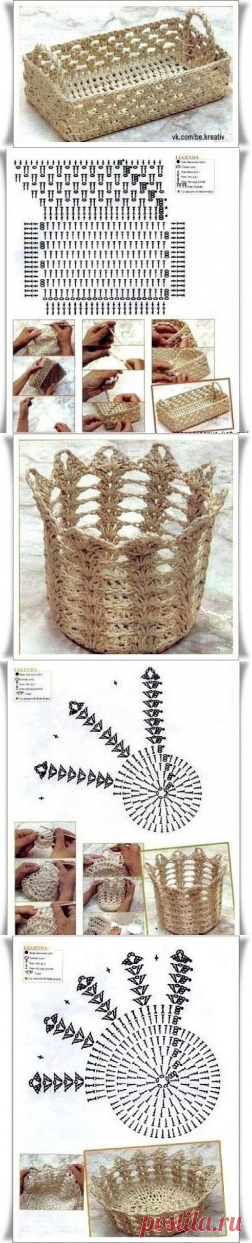 Вяжем красивые корзинки из шпагата