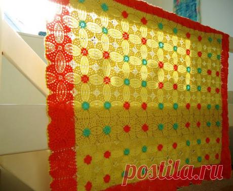 Плед Оранжевое чудо. Пышные столбики.