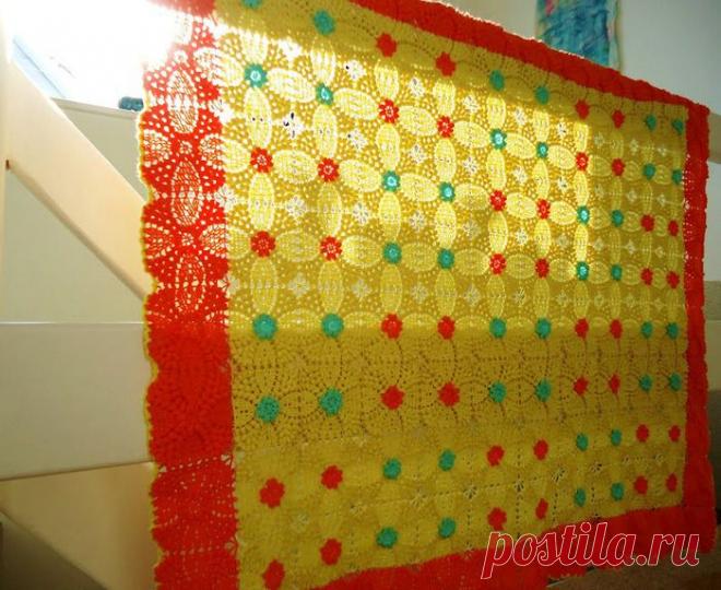 Плед Оранжевое чудо. Пышные столбики.