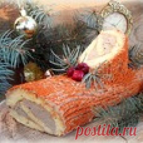 Закусочное рождественское полено с печеночным кремом Кулинарный рецепт
