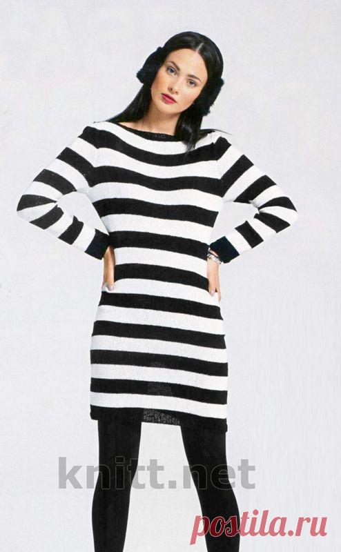 Платье в черно-белую полоску | knitt.net | Все о вязании